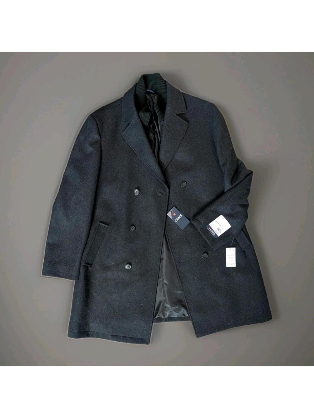 Men's Chaps Wool Overcoat Charcoal Cabot 46 Long NWT